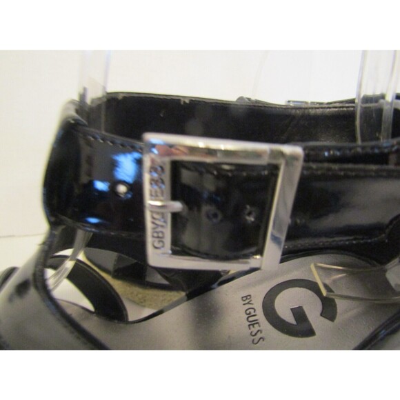 G by Guess Sandals Black Patent Leather Wedge Rope Heels Womens Size 8M - Picture 6 of 8